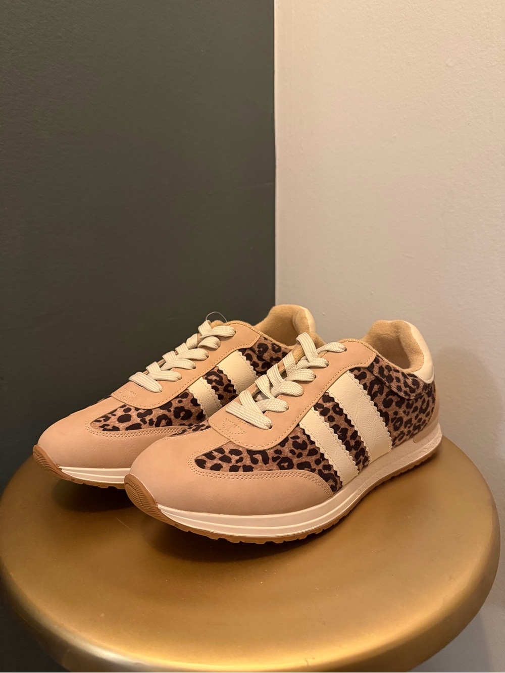 Beige Leopard-Print Women's Sneakers